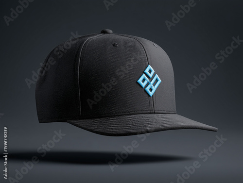 Snapback hat mockup with embroidered logo