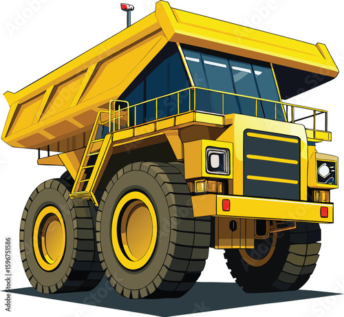Big Yellow Mining Dump Truck Powerful Machine Heavy Duty Vehicle