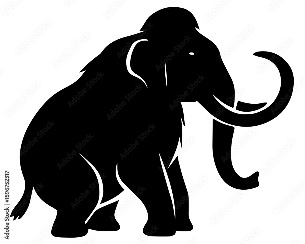 Fototapeta premium Try to sit mammoth profile silhouette symbol ancient animal vector clip art