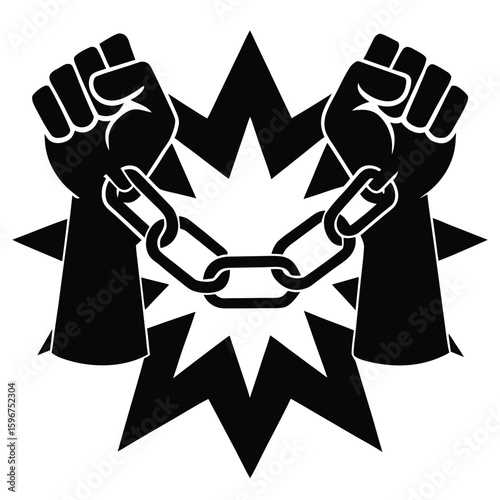 Black fists chain burst broken