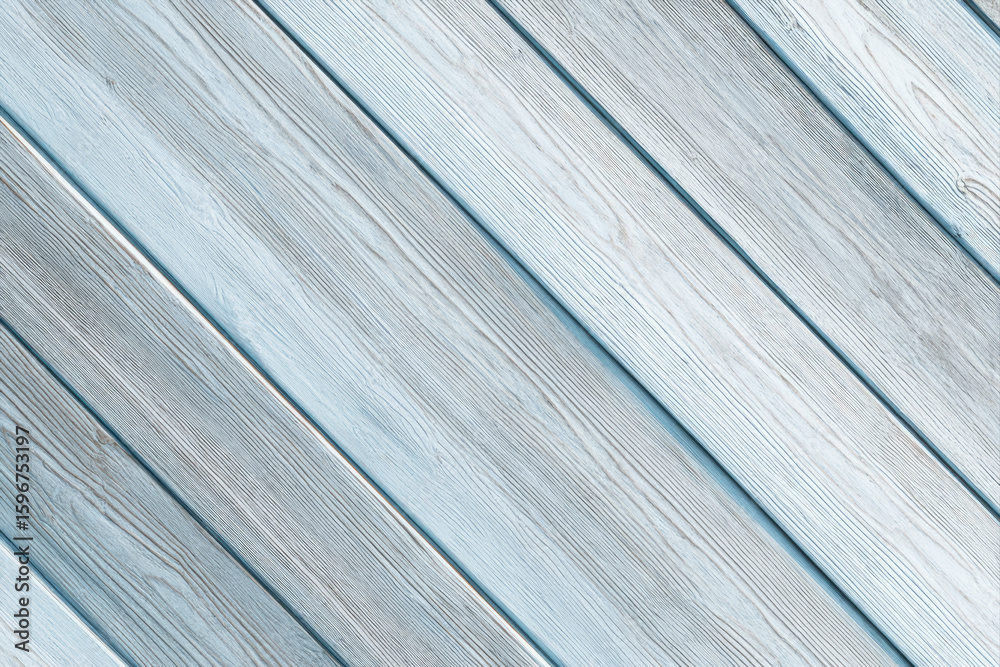 Obraz premium Light spruce wood planks arranged diagonally with frosty blue tones and minimal shadows