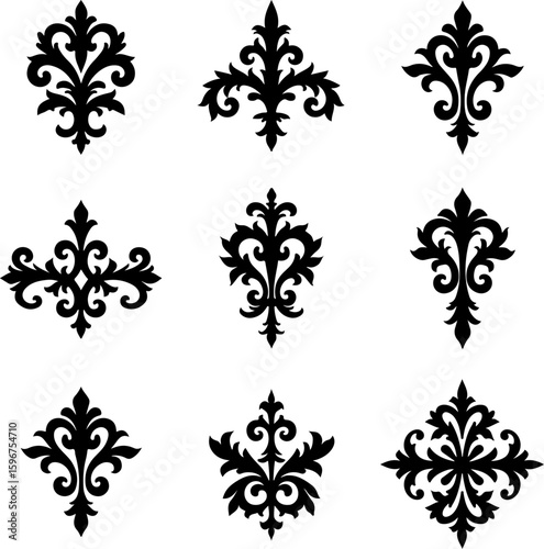 Ornamental Damask Vector Set graphics