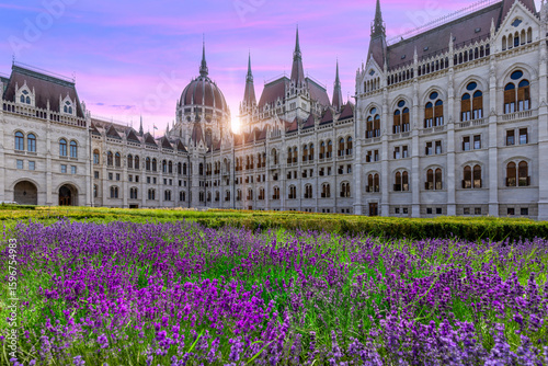 Photography Hungary, panoramic view of the Parliament and Budapest city skyline of historic center