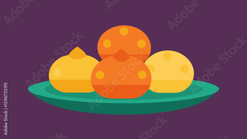 Diwali Sweets Orange Yellow Ladoos Barfi Green Plate