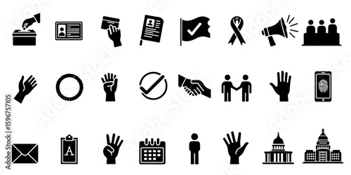 Silhouette Voting & Civic Participation Icons Set