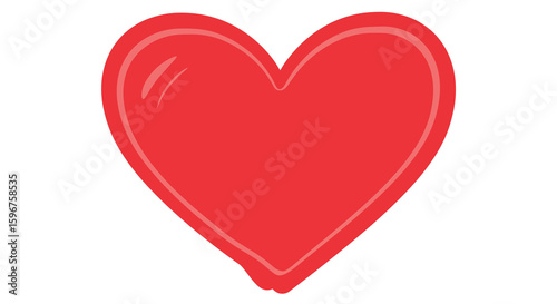 Red heart shape with glossy finish on white background