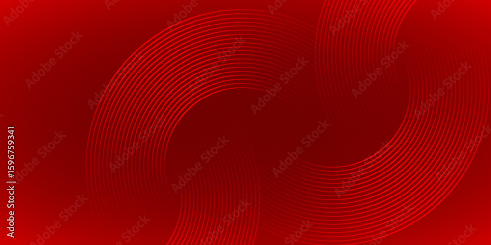 Modern abstract red background with circle lines. Geometric stripe line art design for poster, brochure, cover, website, header, web banner, presentation.