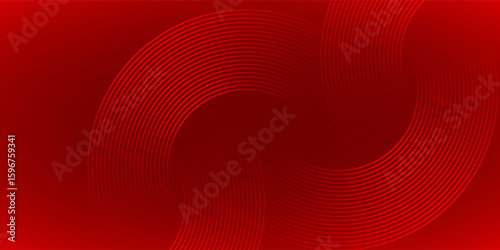 Modern abstract red background with circle lines. Geometric stripe line art design for poster, brochure, cover, website, header, web banner, presentation.