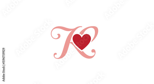 Elegant script initial with heart design