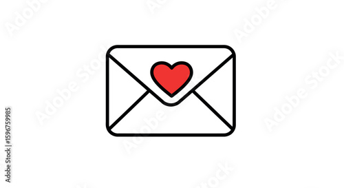 Minimalist envelope with red heart icon for love and communication themes