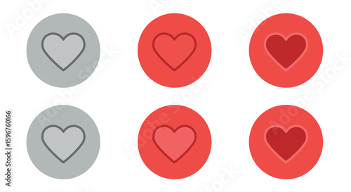Minimalist heart icons set in circular design for modern gui