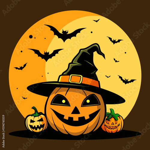 halloween pumpkin with bats