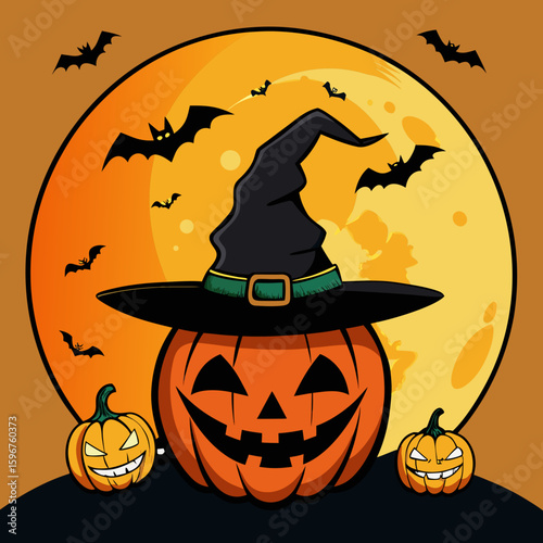 halloween pumpkin with bats