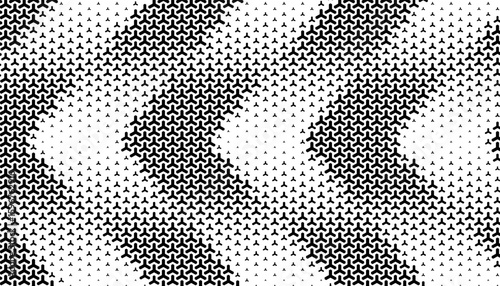 Black and white abstract halftone pattern with geometric shapes for sporty background. Sharp Arrows shape pattern. Vector Format Illustration 