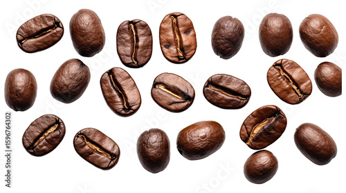 Wallpaper Mural Roasted coffee beans isolated on transparent white background, clipping path Torontodigital.ca