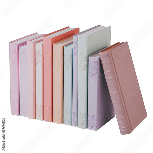 Pastel Book Collection, Standing Books, Decorative Books, Vintage Style, Transparent