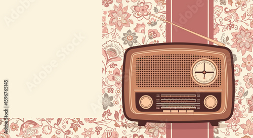 Antique Radio on Floral Wallpaper - Day of Older Persons