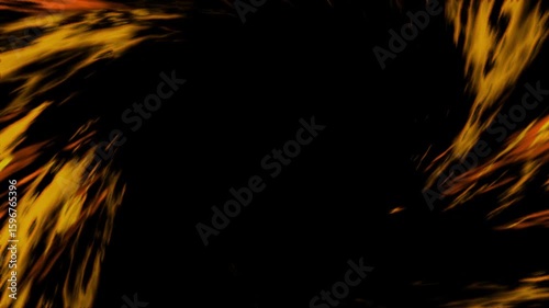 Fast moving golden streaks flow on a black backdrop, creating an energetic and modern abstract animation.