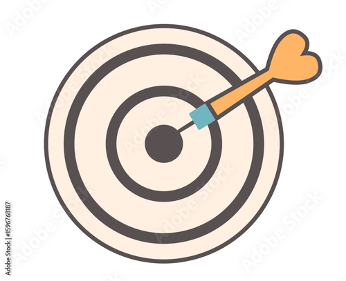 Darts business goal flat simple style isolated concept. Vector flat graphic design illustration