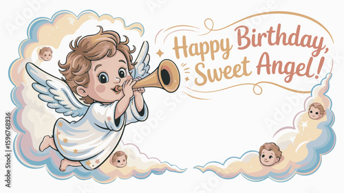 a cartoon drawing of a cute and playful angel