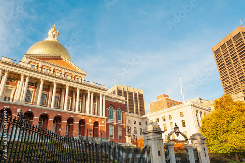 Massachusetts State House, the state capitol and seat of government for the Commonwealth of Massachusetts on Beacon street in historic downtown, Boston, Massachusetts, USA