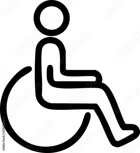 This image is a black silhouette icon representing a person in a wheelchair, commonly used as a universal disability symbol.