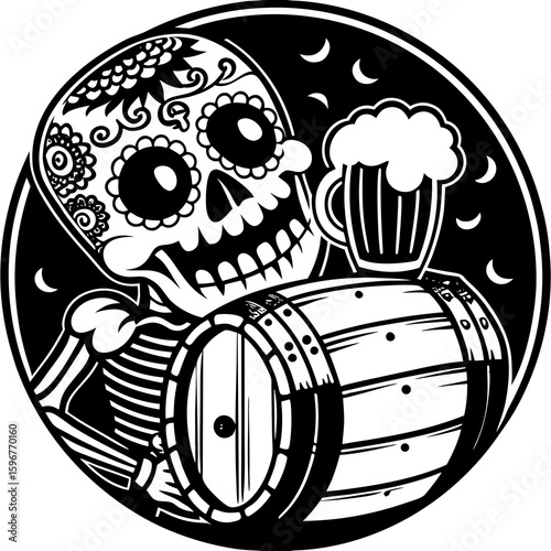 wine barrel with wine