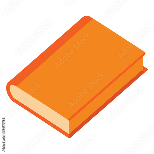Simple orange hardcover book with white pages shown from an isometric perspective, Orange Hardcover Book Vector Illustration, Closed Isometric Design