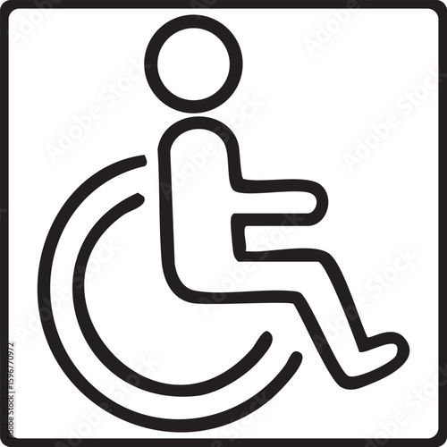  This image is a black silhouette icon representing a person in a wheelchair, commonly used as a universal disability symbol.