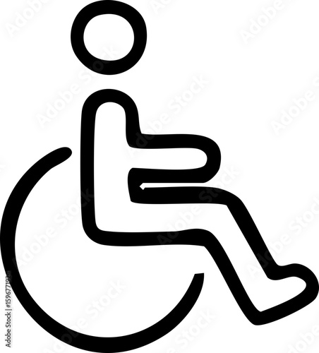  This image is a black silhouette icon representing a person in a wheelchair, commonly used as a universal disability symbol.