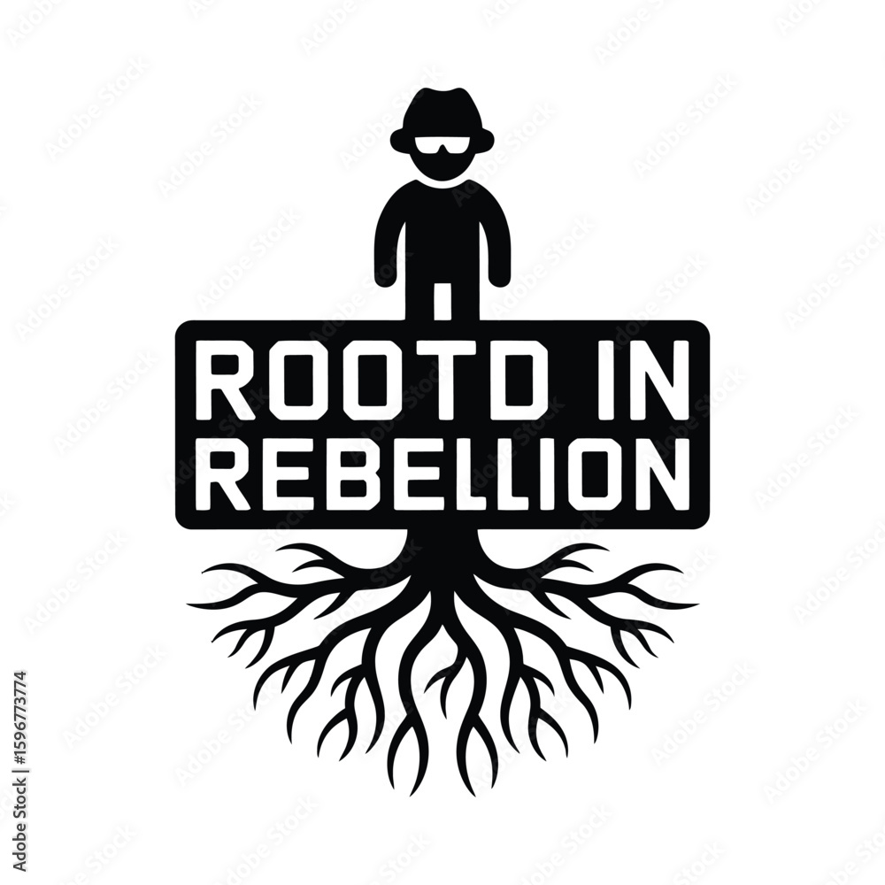Obraz premium Rooted in rebellion silhouette logo isolated on white background