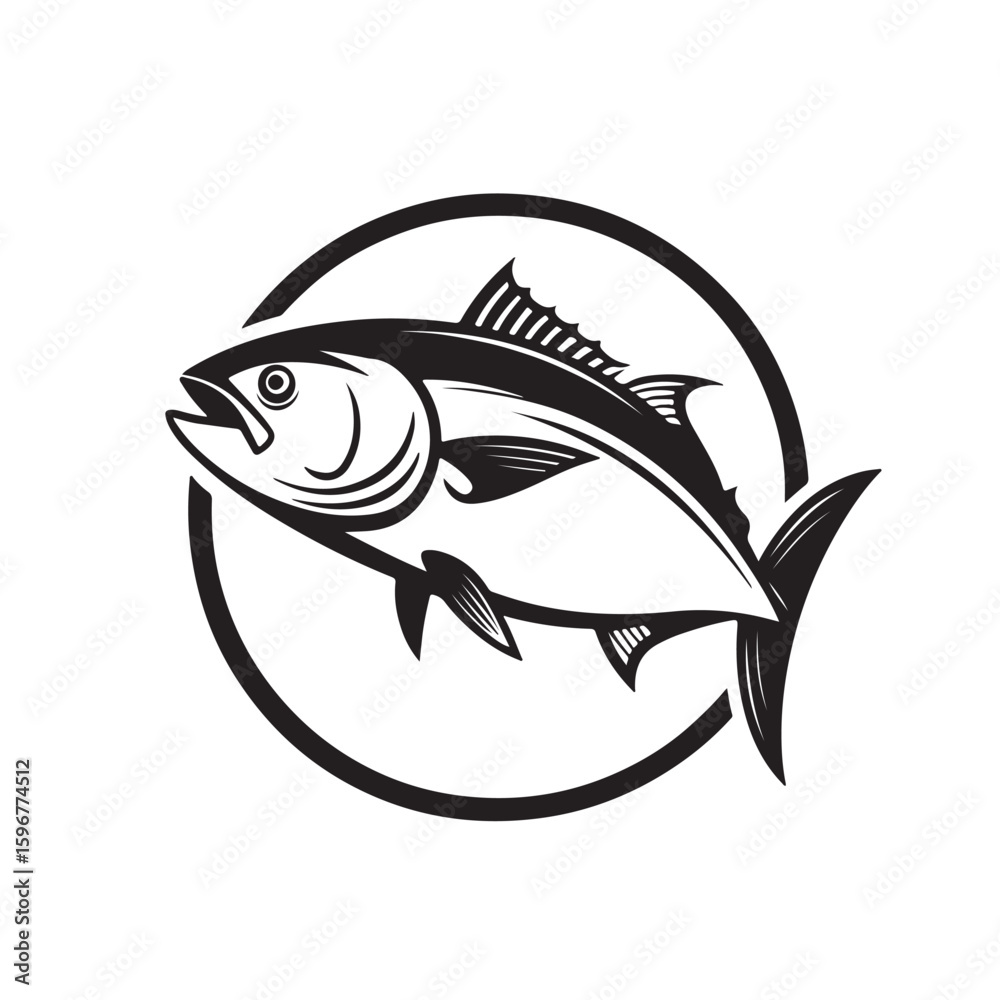 Naklejka premium fish logo vector icon, simple fish silhouette logo template