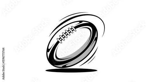 Rugby Ball Cartoon Illustration, Flat Vector Icon for Sport Game Concept, American Football Graphic Symbol, Team Competition Emblem, Play Activity Design for Fitness, Strength and Endurance Theme