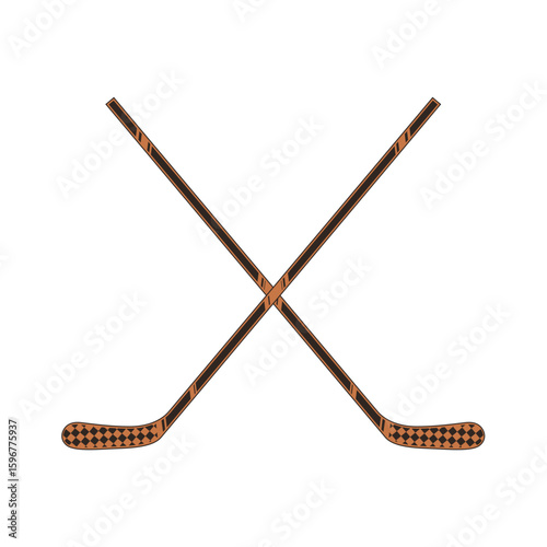 Two hockey sticks crossed symbolize competition, sportsmanship, or a love for the game of hockey, perfect for winter themed designs.