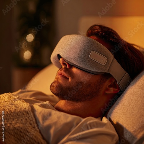 Patient using smart sleep mask for relaxation 3
