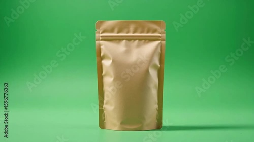 Kraft Paper Sachet Packaging Mockup on Green Screen Chroma Key
