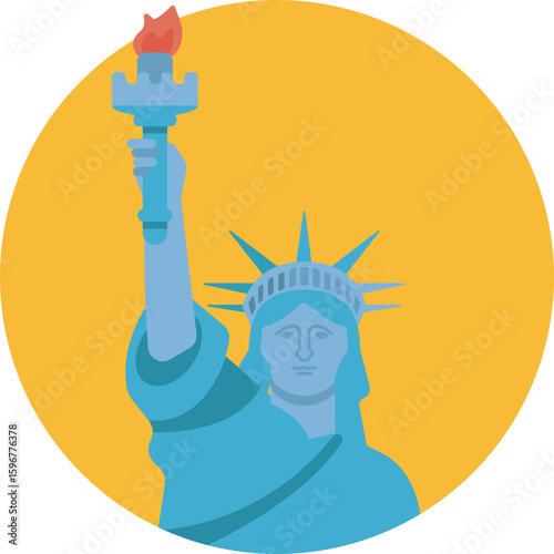 Icon of the Statue of Liberty holding a torch, symbolizing freedom and American independence.