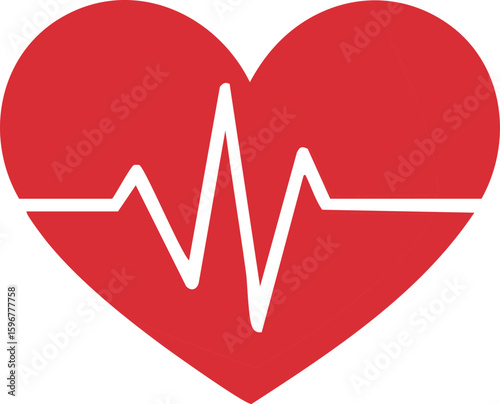 Heart with cardiogram line symbolizing health and life