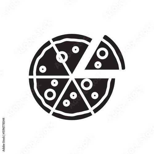 pepperoni pizza. Vector clip art illustration, icon