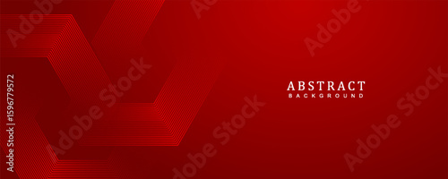 Digital abstract background hexagon lines on red background. Futuristic digital network stripe line art design for poster, brochure, cover, website, banner