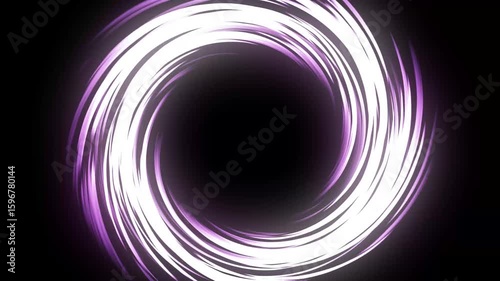 Animated Gradient White and Purple Swirling Ring or Energy Hole on a Black Background, Ideal for Intros and Magical Effects.
