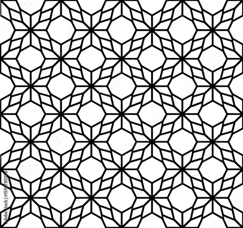 Black geometric star pattern on white background abstract
