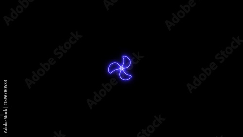 Neon Windmill Toy Icon. Wing Speeding fan Icon Animation. Neon Fan Icon Animation. Electric Fan Icon.