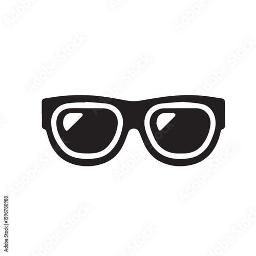 Sunglasses & Eyeglasses Icons – Monochrome Vector