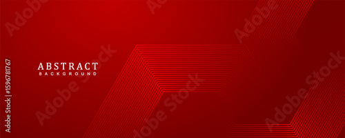 Digital abstract background hexagon lines on red background. Futuristic digital network stripe line art design for poster, brochure, cover, website, banner