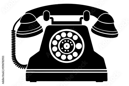 black and white telephone isolated on white