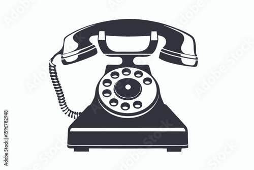 black and white telephone isolated on white