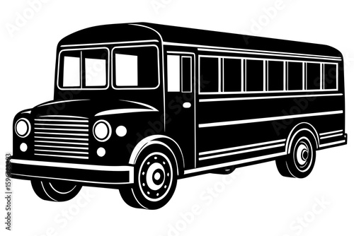 school bus icon black and white silhouette
