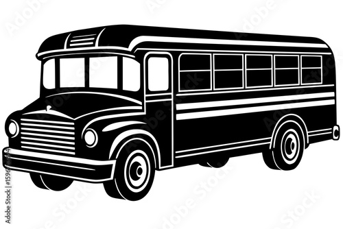 school bus icon black and white silhouette