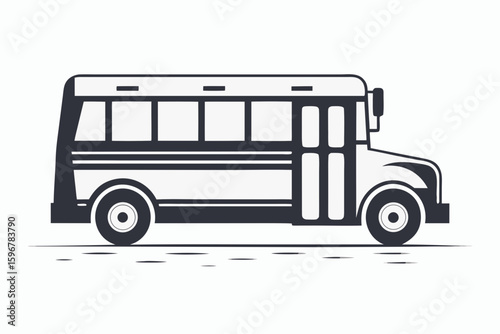 school bus icon black and white silhouette
